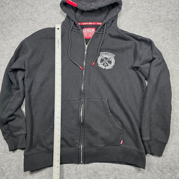 Dixxon Hoodie Mens L Black Full Zip Heavyweight Fleece Faded - Picture 2 of 10